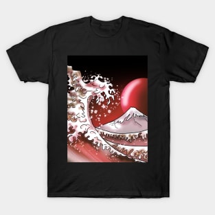 Big wave, Mount Fuji, and a blood red moon T-Shirt